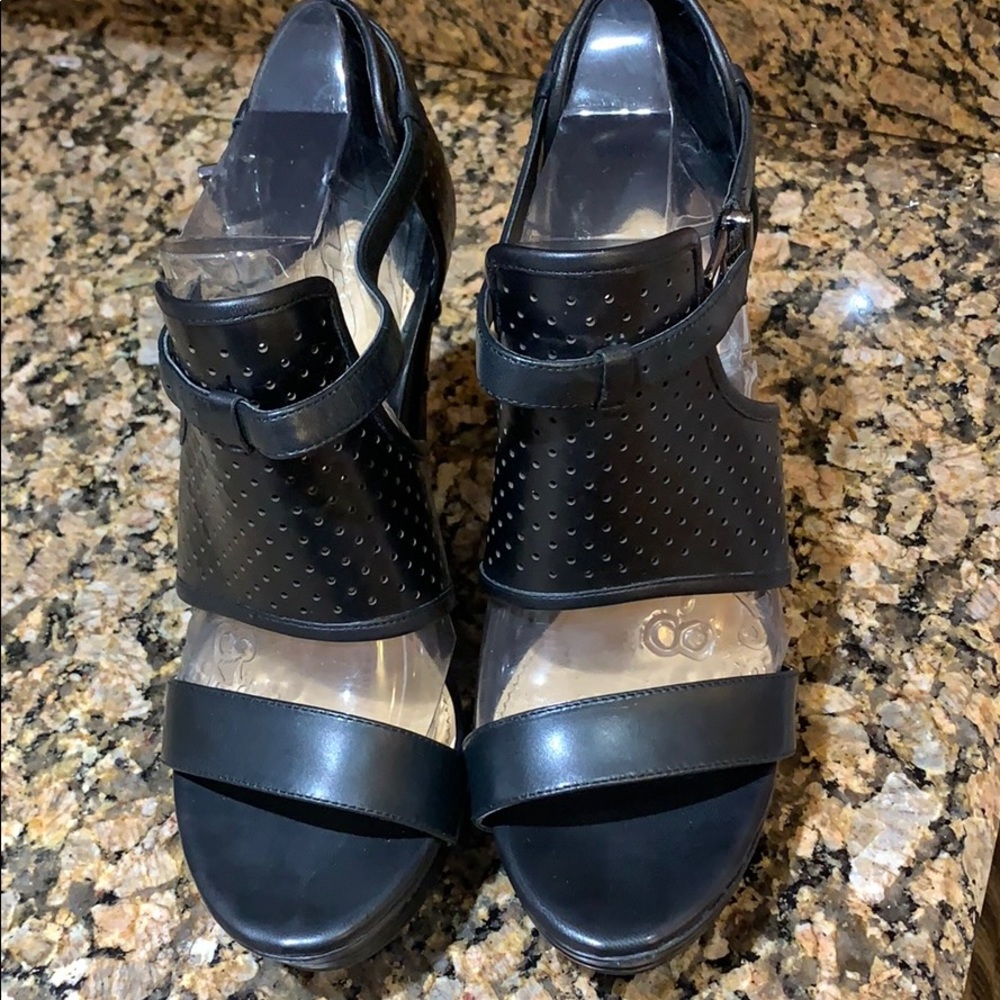 Black platform wedges